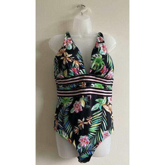 Swimsuits For All One-piece Swimsuit Women Size 18 Floral Stripe - Picture 1 of 10